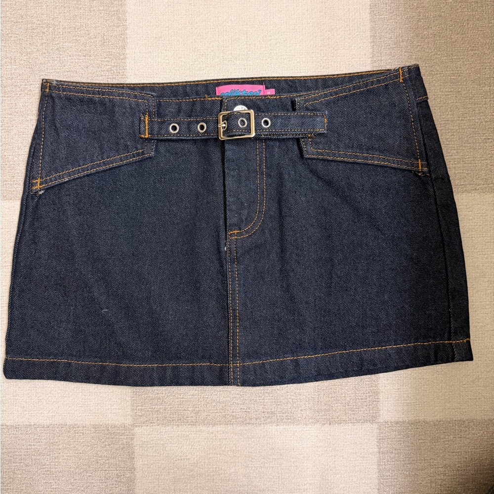 Edikted Denim Mini Skirt with Belt